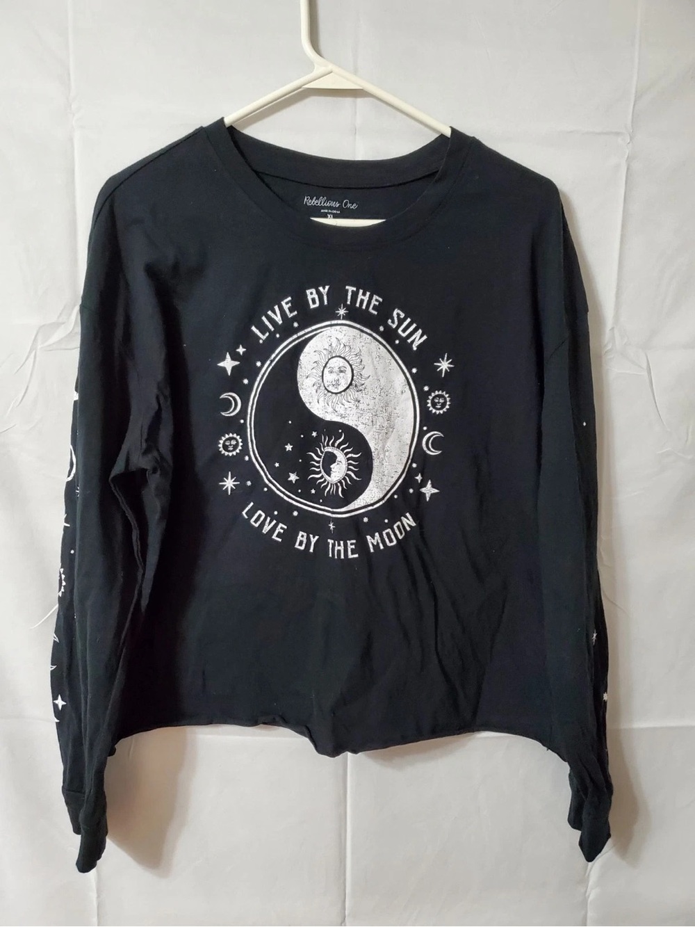 Rebellious One Black Long-Sleeve Sun & Moon Graphic Tee